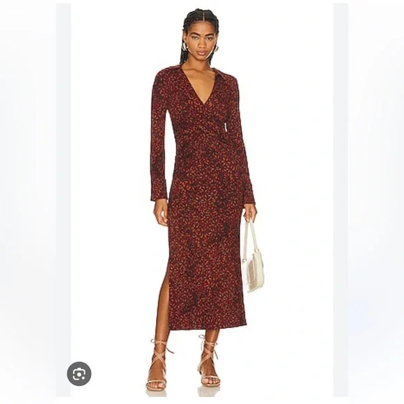 Free People | Dresses | Free People Red Long Sleeve Dress | Poshmark